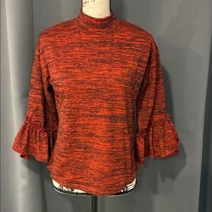 Roommates Red and Black Ruffle Sleeve Blouse